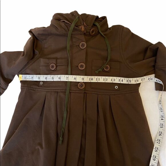 ESLEY Brown Stretch Hooded Short Sleeve Jacket S - Picture 8 of 8